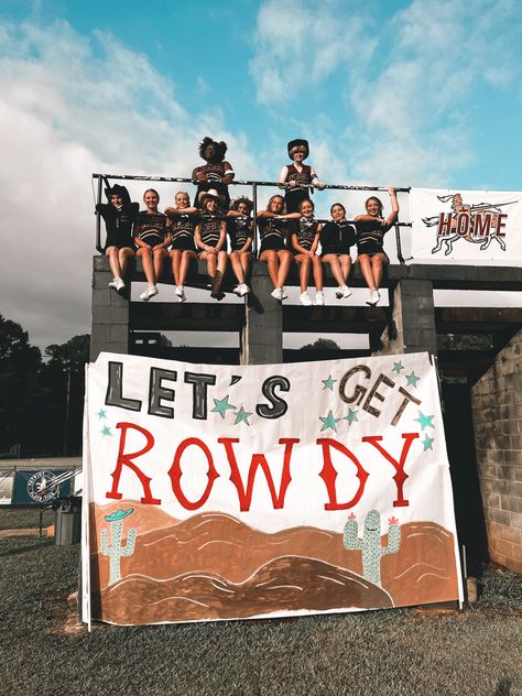 Western Theme Football Poster, Western Theme Football Game Poster, Western Student Section, Western Cheer Theme, Western Football Theme, Western Pep Rally, Western Pep Rally Signs, Football Game Signs Student Section, Banners For Football Games Cheer