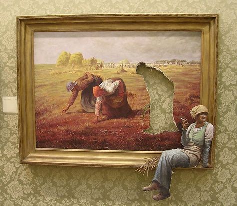 This Banksy painting "Cigarette Break" is so dope. Thanks @RichardVialet for putting me on to it. Thrift Store Art, Art Altéré, Art Amour, Street Art Utopia, Istoria Artei, Galleria D'arte, Banksy Art, Art Et Illustration, Wow Art