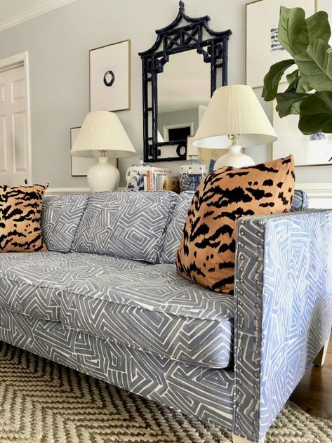 One-Kings-Lane-Cecilia-patterned-sofa Printed Sofa Designs, Patterened Sofas, Patterned Sofa Living Room, Patterned Couch Living Room, Patterned Sectional, Pattern Sofa Living Room, Patterned Sofas, Patterned Couch, Sofa Design Living Rooms Indian