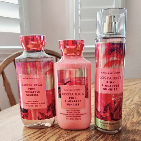 Nwt Bath & Body Works "Costa Rica Pink Pineapple Sunrise" 3-Piece Collection. Collection Includes A Shower Gel, An Ultimate Hydration Body Cream, And A Fine Fragrance Mist. Fragrance Notes Of Sweet Pink Pineapple, Palm Sugar, And Sun-Drenched Nectar. Brand New, Never Used Or Opened, Perfect Condition. Gel And Lotion Retail For $15.95 Each. Mist Retails For $17.95 Each + Tax And Shipping That I Paid. Smoke-Free Home With A Dog I Truly Appreciate You Popping By My Closet. Respectfully, Please Keep Pink Bath Products, Rose Perfume Bath And Body Works, Perfect In Pink Bath And Body Works, Hibiscus Paradise Bath And Body Works, Coconut Paradise Bath And Body Works, Best Body Cream, Pink Pineapple Sunrise, Bath And Body Works Pink Pineapple Sunrise, Fine Fragrance Mist