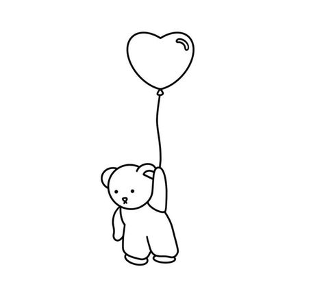 Cute Small Drawings Love, Small Love Drawings, Easy Pretty Drawings, Teddy Bear Line Art, Cute Small Easy Doodles, Cute Teddy Bear Drawing, Teddy Bear Doodle, Bear Doodle, Small Pretty Tattoos