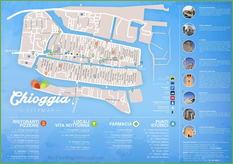 Chioggia tourist map Chioggia Italy, Uniworld River Cruise, Tourist Map, River Cruise, Croatia Travel, River Cruises, City Map, Travel Around The World, Travel Around