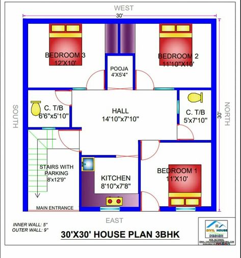 30x30 Floor Plans 2 Bedroom, 30 30 East Facing House Plans, 30by30 House Plans, 30x30 House Plans 3 Bedroom, 2 Bhk House Plan With Pooja Room, 3bhk House Plan With Pooja Room, 2bhk House Plan With Pooja Room, 900 Sq Ft House Plans 3 Bedroom, 30x30 Floor Plans