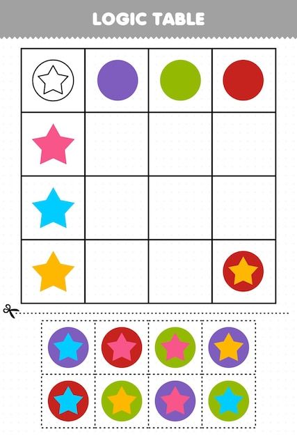 Logic Games For Kids, Table Worksheet, Star Printable, Alphabet Crafts Preschool, Free Games For Kids, Pattern Worksheet, Worksheet For Kids, Preschool Activities Toddler, Game For Children