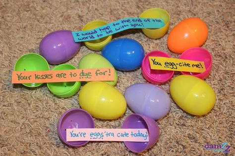 Love Note Easter Eggs: fill the eggs with cute notes and candy and hide them for your man - cute and cheap gift, Easter Sayings Boyfriend Easter Basket, Basket For Boyfriend, Easter Sayings, Boyfriend Notes, Candy Notes, Easter Egg Filling, Eggs For Baby, Airplane Birthday Party, Easter Quotes