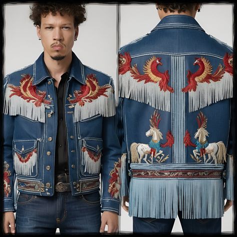 Mythical Denim Jacket #1 Western Denim Jacket, Western Jacket, The Wild West, Tailored Design, Edgy Look, Premium Denim, Wild West, Mythical Creatures, The Wild