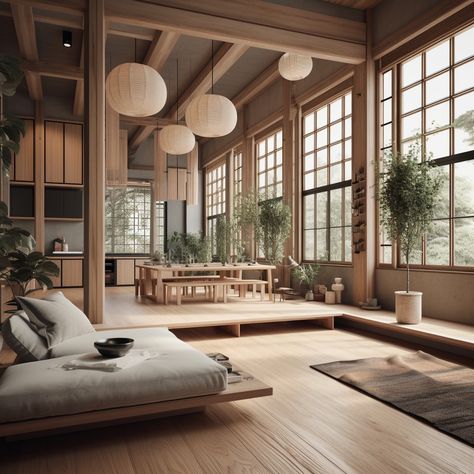 Modern Japanese Inspired Home, Asian Farmhouse, Asian Modern Interior, Japanese House Interior Design, Japanese Zen House, Japanese Homes, Chinese Interior Design Modern, Japanese Home Aesthetic, Chinese Modern House