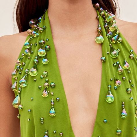 CULT GAIA on Instagram: "Iridescent glass beads are hand sewn on the Issey Dress to look like falling water droplets" Cult Gaia Dress, Falling Water, Fifty Fifty, Engagement Dress, Engagement Dresses, Cult Gaia, Water Droplets, Embroidery Dress, Beaded Dress