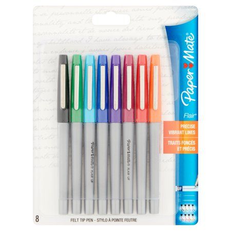 Paper Mate Flair Felt Tip Pen, 8 count, Black Papermate Flair Pens, Paper Mate Pens, Paper Mate Flair, Felt Tip Pens, Flair Pens, Paper Mate, Stationary School, Felt Tip, Pointed Pen