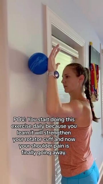 Stephanie Ridgway on Instagram: "If you have shoulder pain or discomfort, here’s an exercise you can try! This will help will shoulder strength and stability.  Strengthening your rotator cuff muscles (4 muscles surrounding your shoulder) and improving shoulder stability can help reduce pain in the shoulder and prevent future injuries.  If you’re having any shoulder pain and would like some individualized help getting rid of it, comment SHOULDER below!  #shoulderpain #shoulderpainrelief #shoulderpainexercises #shoulderpaintreatment #rotatorcuff" Rotator Cuff Injury Exercises, Exercise For Shoulder, Rotator Cuff Muscles, Arm Yoga, Shoulder Rehab Exercises, Build Shoulders, Rotator Cuff Exercises, Shoulder Pain Exercises, Neck And Shoulder Exercises