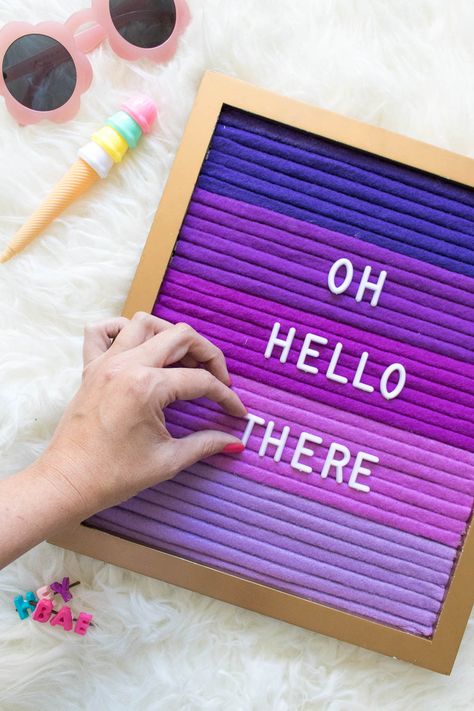 DIY Ombre Letterboard | Club Crafted Diy Letter Board, Letters Diy, Diy Pineapple, Letter Ideas, Felt Letter Board, Diy Ombre, Letter Decor, Felt Letters, Diy Letters