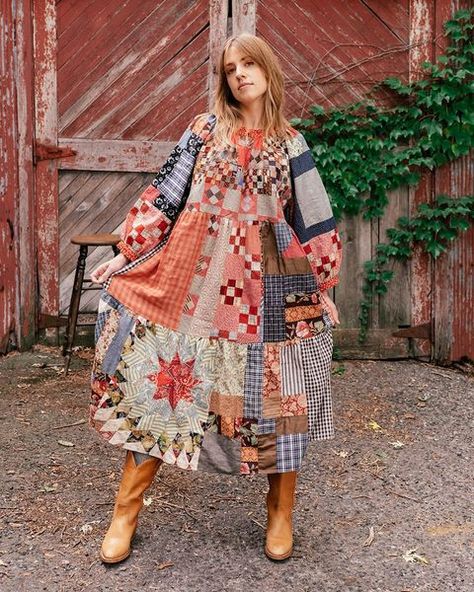 Patchwork Quilt Dress, Plaid Patchwork Dress, Vintage Lace Patchwork Dress, Lace Patchwork Vintage Dress, Free People Patchwork Dress, Quilted Dress, Patchwork Fashion, Quilted Clothing, Quilt Dress