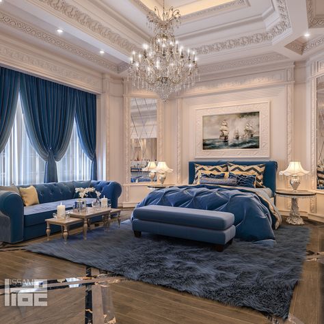 https://www.flickr.com/photos/isam_zaghairet/29537786190/in/dateposted-public/ Luxury Blue Bedroom, Royal Bedroom, Luxury Bedroom Design, Luxury Bedroom Master, Luxurious Bedroom, Classic Bedroom, Mansion Interior, Elegant Bedroom, Luxury Homes Interior