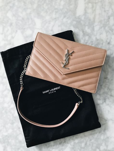 Bag Review: Yves Saint Laurent Monogram Wallet On Chain – Becca Risa Luna Ysl Wallet On Chain Outfit, Saint Laurent Woc, Wallet On Chain Outfit, Saint Laurent Wallet On Chain, Ysl Wallet On Chain, Luxury Luggage, Handbag Storage, Gucci Bags, Luxury Wallet