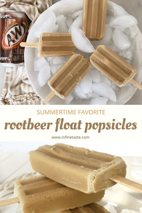 Root Beer Float Popsicles, Popcicles Recipes, Desserts At Home, Diy Popsicles, Healthy Popsicle Recipes, Float Recipes, Healthy Popsicles, Diy Popsicle, Beer Float