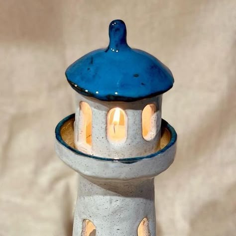 Ceramics Lovers on Instagram: "Blue ceramic lighthouse by @littletree.studio" Ceramic Lighthouse Pottery, Vsco Crafts, Pottery Lighthouse, Clay Lighthouse, Lighthouse Ceramic, Ceramic Lighthouse, Creative Houses, Hand Pottery, Clay Building