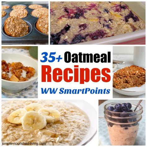 Weight Watchers Oatmeal Recipes with Smart Points Plus Values, baked, slow cooker soaked, overnight, muffins, singles, easy, healthy, delicious Weight Watchers Oatmeal Recipes, Banana Baked Oatmeal, Slow Cooker Baking, Pastas Recipes, Banana Oatmeal Cookies, Overnight Oat, Baked Oatmeal Recipes, Weight Watchers Breakfast, Cinnamon Oatmeal