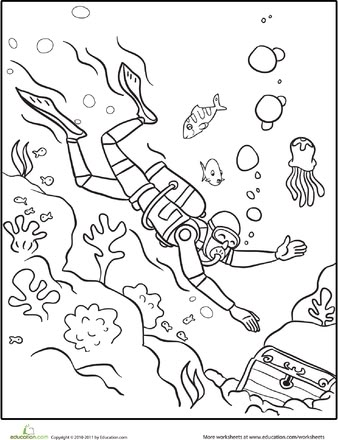 Worksheets: Scuba Diver Coloring Page Summer Coloring Sheets, Coloring Pages For Teenagers, Ocean Coloring Pages, Summer Coloring Pages, Coloring Pages For Boys, Scuba Diver, Coloring Pages To Print, Animal Coloring Pages, Coloring Pictures