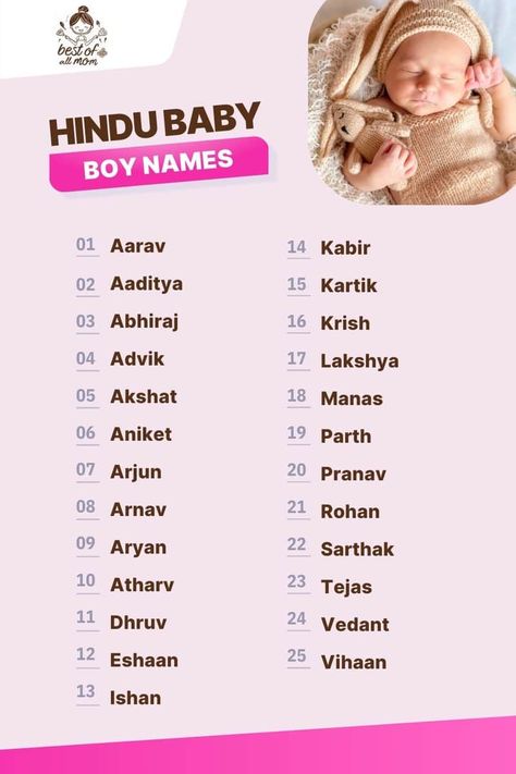 349  Unique Hindu Baby Boy Names (BEST Picks for Your Newborn) - Best Of All Mom New Baby Boy Names Hindu, Hindu Boys Names Unique, Hindu Baby Boy Names Unique, Baby Boy Names Indian Unique, Names Of Boys, Indian Boy Names, Tamil Baby Boy Names, Unique Baby Names For Boys, Baby Boy Nicknames