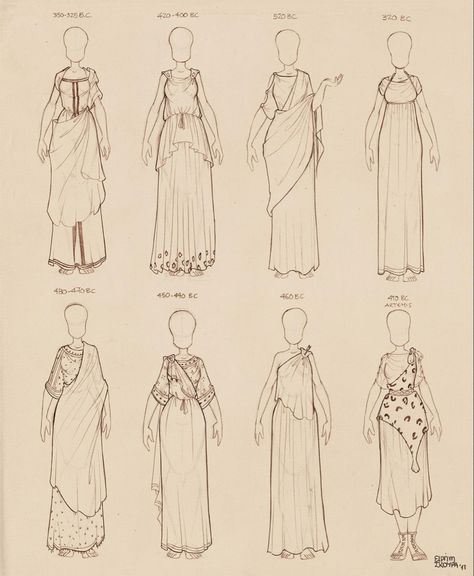 Greek Mythology Clothes Drawing, Ancient Greek Embroidery, Time Periods History, Ancient Greek Chiton, Greek Mythology Clothes, Ancient Greek Drawing, Ancient Greece Dress, Ancient Greek Fashion, Ancient Greece Clothing