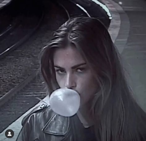 Pretty girl brown hair blowing bubble gum Grunge Aesthetic, Gum, I Hope, Gif, Train, Tumblr, Hair