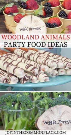 Forest Party Food, Animal Party Ideas, Animals Birthday Party Decorations, Animal Party Food, Woodland Party Food, Woodland Baby Shower Food, Woodland Creatures Party, Zelda Party, Woodland Animals Party