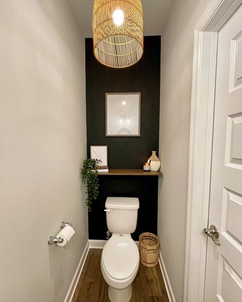 Small Half Bathroom, Small Bathroom Wallpaper, Half Bathroom Decor, Toilet Room Decor, Small Toilet Room, Lights Bathroom, Restroom Decor, Toilet Room, Small Bathroom Makeover