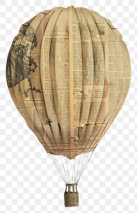 Hot Air Balloon Collage, Paper Air Balloon, Balloon Png, Vintage Hot Air Balloon, Vintage Png, Png Vintage, Collage Vintage, Vintage Air, Book Vintage