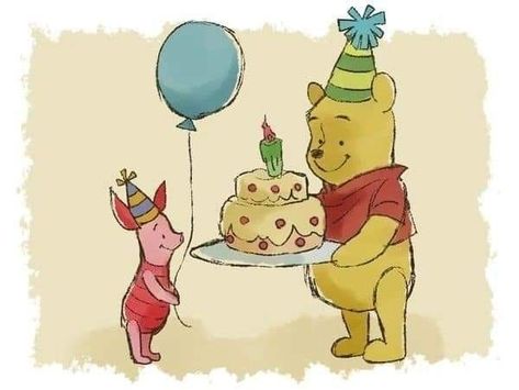 Piglet Drawing, Winnie Phoo, Piglet Birthday, Winnie Poo, Winnie The Pooh Drawing, Easy Disney Drawings, Pooh Birthday, Winnie The Pooh Pictures, Birthday Card Sayings