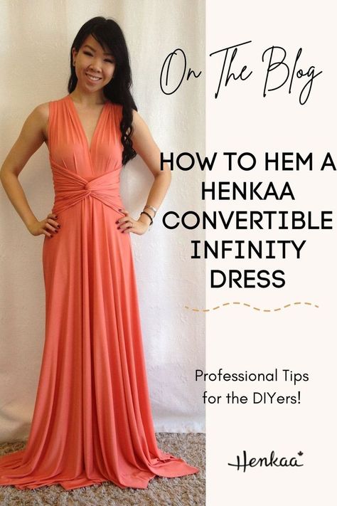 How To Hem A Dress, Tie A Knot In A Dress, Tie A Dress Knot, Hem Dress Diy, Hem Hack, Hem A Dress, Diy Bridesmaid Dress, Henkaa Dress, Infinity Clothing