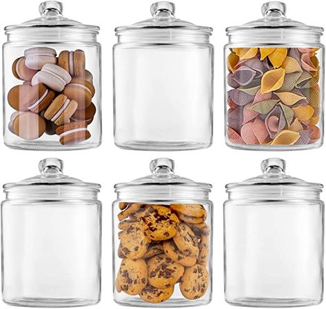 AmazonSmile: Glass Jars 32oz,Maredash Candy Jar with Lid For Household,Food Grade Clear Jars (6 Pack) : Everything Else Graduation Candy Buffet, Glass Containers With Lids, Dulces Halloween, Gallon Jars, Glass Candy Jars, Graduation Candy, Pickled Carrots, Homemade Pickles, Clear Jars