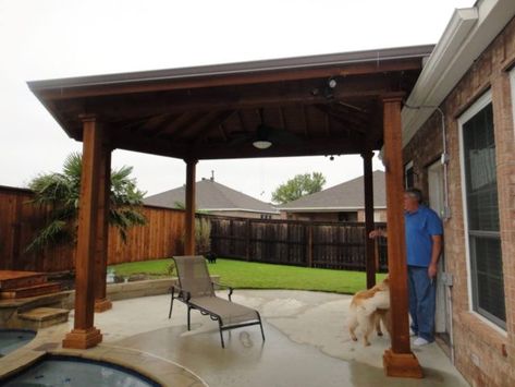 Free Standing Lean To Patio Cover, Diy Patio Cover, Free Standing Pergola, Covered Patio Design, Outdoor Covered Patio, Porch Makeover, Covered Deck, Patio Covers, Patio Cover