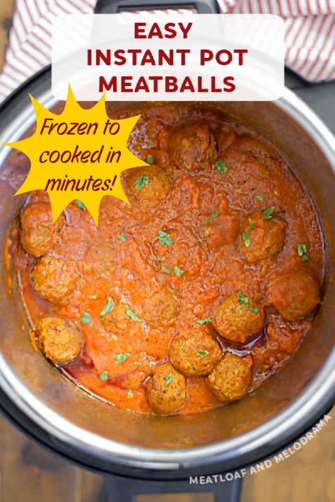 Make Instant Pot Meatballs and Sauce with this frozen meatballs recipe in pasta sauce. An easy meal perfect for meatball subs or as an appetizer. via @meamel Instant Pot Meatball Subs, Instapot Frozen Meatballs, Instant Pot Frozen Meatballs, Pressure Cooker Meatballs Frozen, Meatballs In Instant Pot Frozen, Instant Pot Meatballs, Instapot Meatball Subs, Instant Pot Meatballs And Sauce, Instant Pot Meatball Pasta