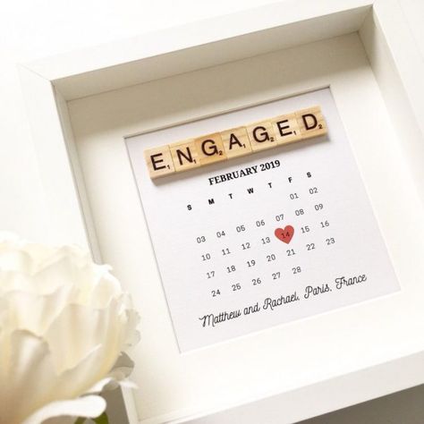 Diy Engagement Gifts, Engagement Frame, Engagement Frames, Engagement Gifts For Him, Unique Engagement Gifts, Scrabble Frame, Personalized Engagement Gifts, Engagement Party Gifts, Engagement Gifts For Her