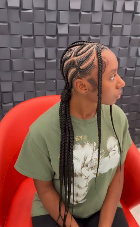 Braid Low Ponytail, Stitch Braid Ponytail, Big Cornrows Hairstyles, Big Cornrows, Stitch Braid, Braided Pony, Two Ponytails, Braid Ponytail, Braided Hair Tutorial