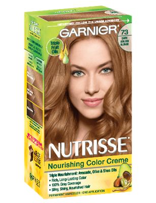 Nourishing Color Creme Dark Golden Blonde 73 (Honey Dip) Golden Brown Hair Dye, Light Golden Brown Hair, Honey Brown Hair Color, Garnier Hair Color, Golden Blonde Hair Color, Dark Golden Blonde, Golden Brown Hair Color, Beige Blond, Honey Hair Color