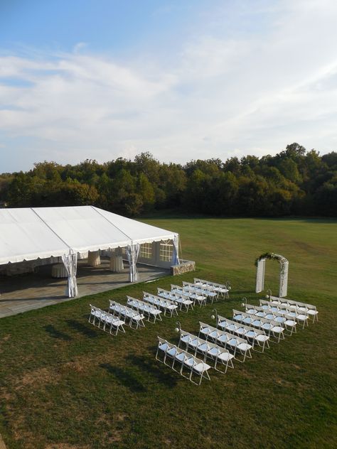 Backyard Wedding Ideas With Tent, Outdoor Reception Tent Ideas, Outdoor Wedding With Canopy, Civil Wedding Outdoor Ceremony, Wedding Tent Ceremony And Reception, Wedding Venues Outdoor Tent, Tent Set Up Ideas Wedding Reception, Outside Wedding Ideas Tents, Outdoor Wedding Under Tent