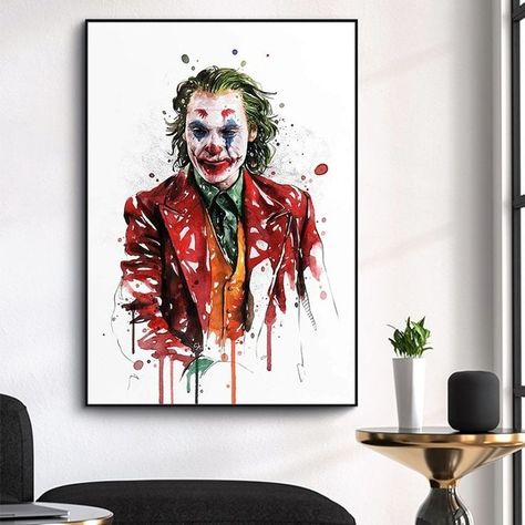 2019 Joker Movie Abstract Watercolor Poster Canvas Painting Prints Wall Art Pictures for Bar Cafe Home Kids Room Decor Unframed 2019 Joker, Joker Movie, Types Of Art Styles, Watercolor Poster, Nordic Wall Art, Nordic Art, Room Deco, Cafe Wall, Tableau Art