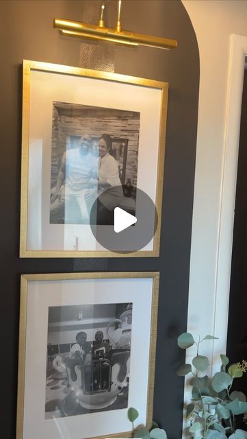 Kyra Wright | DIY your house into a HOME on Instagram: "Here is a step by step tutorial showing how I created this painted arch picture wall. It really makes a statement in our hallway ❤️ Would you try this? #DIY #diypaintedarch #picturelight #diyhallway #blackdoors"