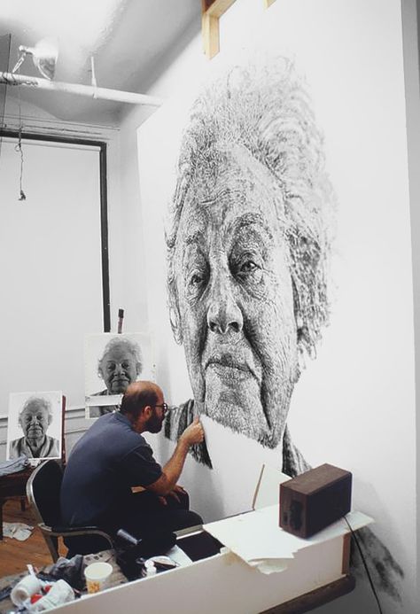 Portrait Made of Thousands of Fingerprints | Bored Panda Fingerprint Portrait, Artist Room, Hyperrealistic Art, Chuck Close, Louise Nevelson, Dale Chihuly, Pierre Auguste Renoir, Arts Ed, Chihuly