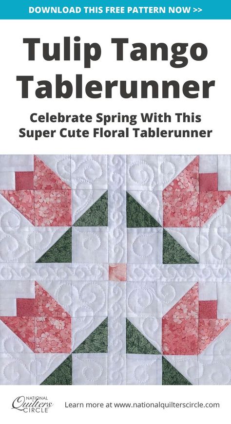 Tulips And Daffodils, Flower Quilt Patterns, Quilted Table Runners Christmas, Table Topper Patterns, Spring Table Runner, Quilted Table Runners Patterns, Spring Quilts, Quilt Block Patterns Free, Quilt Square Patterns