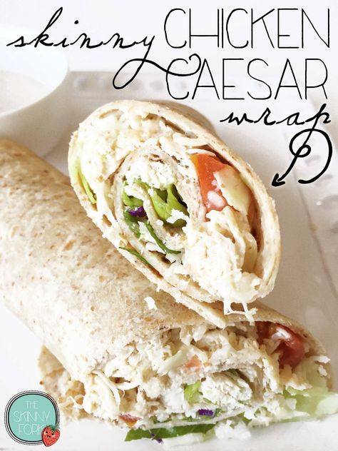 Skinny Chicken Caesar Wrap (Crock Pot) — The Skinny Fork Caesar Wrap, Chicken Caesar Wrap, Advocare Recipes, Inflammatory Recipes, Chicken Caesar, Easy Wrap, Quick Dinners, Crockpot Meals, Wrap Sandwiches