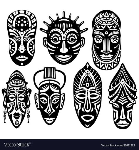 Mask Drawing Design, African Mask Drawing, Drawing Design Ideas, African Art Projects, Africa Art Design, African Tattoo, African Symbols, Mask Drawing, African Crafts