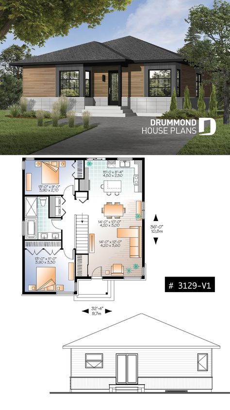 Small Rustic House Plans, Tiny Modern House Plans, Small Rustic House, Modern House Floor Plans, Rustic House Plans, Simple House Design, Beach House Plans, Cabin House Plans, Modern Style House Plans