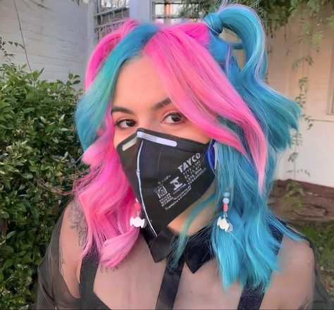 Pink And Blue Hair, Blonde Instagram, Split Dye, Cotton Candy Hair, Split Dyed Hair, Vivid Hair Color, Creative Hair Color, Rainbow Hair Color, Candy Hair