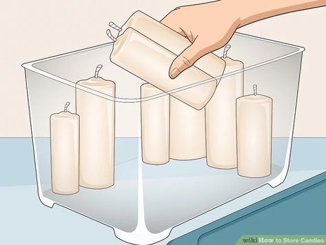 3 Ways to Store Candles - wikiHow How To Store Candles, Organizing Candles Storage, End Of Candle Hacks, Candle Containers Reuse, Organize Candles, How To Get Candles To Stand Straight, Candle Storage Ideas, Storing Candles, Candle Storage