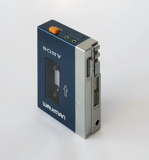 The metal-cased blue-and-silver Walkman TPS-L2, the world's first low-cost portable stereo, went on sale in Japan on July 1, 1979. In June 1980, it was introduced in the U.S. Sony Walkman, Peter Quill, Perks Of Being A Wallflower, Wallpaper Free, Vintage Electronics, Guardians Of The Galaxy, Tech Design, Retro Design, Vintage Design