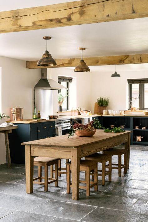 Barn Kitchen, Devol Kitchens, Island Table, Shaker Style Kitchens, Rustic Kitchen Decor, Farmhouse Style Kitchen, Modern Farmhouse Kitchens, Wood Kitchen, Kitchen Space