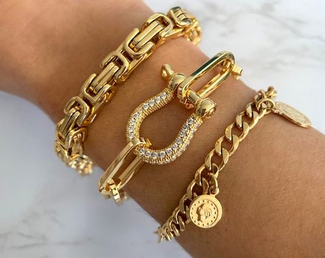 JordanSkyJewelry - Etsy Gold Jewels Design, Luxe Jewelry, Gold Link Chain, Link Chain Bracelet, Gold Bride Jewelry, Bracelets Gold Diamond, Gold Link, Jewelry Fashion Trends, Jewelry Lookbook