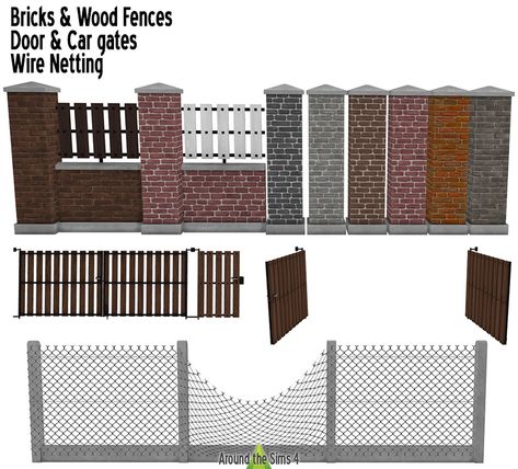 Around the Sims 4 | Custom Content Download | Custom fences & gates Sims 4 Chain Link Fence Cc, Ts4 Fence Cc, Sims 4 Gate, Sims 4 Fence And Gate Cc, Sims 4 Fence Cc, Around The Sims 4, Fence Gates, Black Front Door, Country Fences